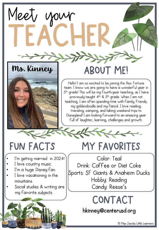 Meet your teacher Ms. Kinney